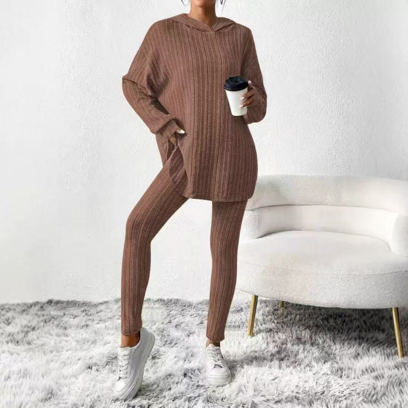 Damen Bequemes Lounge-Set mit Kapuze und schmalen Hosen R&B