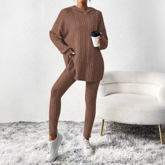 Damen Bequemes Lounge-Set mit Kapuze und schmalen Hosen R&B