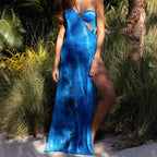 Damen Einteiler Badeanzug mit modernem Cut-Out und schickem Wickelrock R&B