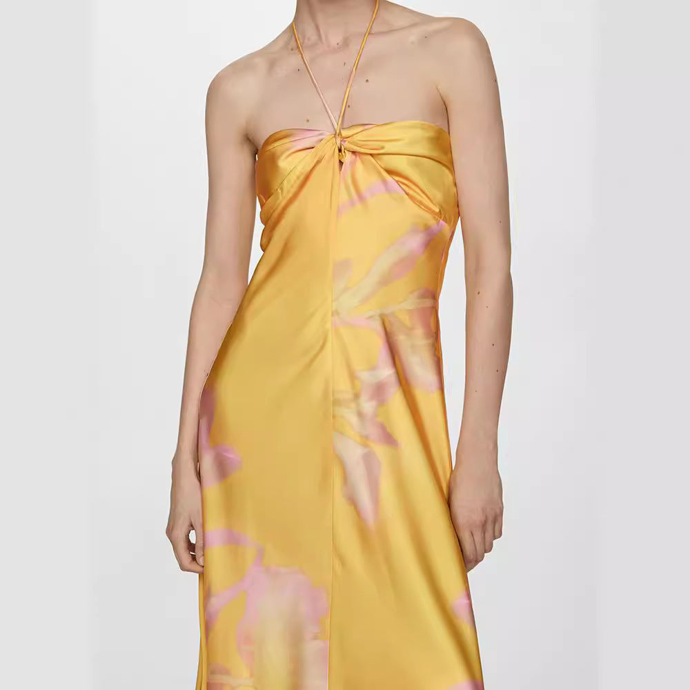 Damen Maxi-Kleid mit eleganter Drapierung und floralem Muster R&B