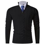 Herren eleganter Stehkragenpullover mit strukturiertem Zipper
