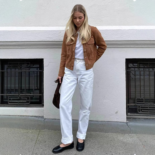 Damen Kunstlederjacke im modischen Oversized-Schnitt mit praktischen Taschen R&B