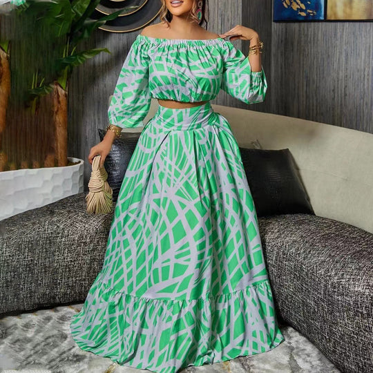 Damen Maxikleid mit überschnittenen Ärmeln und weitem Rock R&B