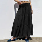 Damen Maxi-Rock mit voluminösem Schnitt und elastischem Bund R&B