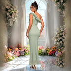 Damen Elegantes Tailliertes Abendkleid mit Rüschen R&B