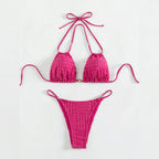 Damen Triangel-Bikini mit strukturiertem Obermaterial und goldenen Akzenten