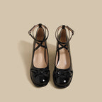Damen elegante Ballerina-Pumps mit verstellbarem Fesselriemen und Schnürung R&B