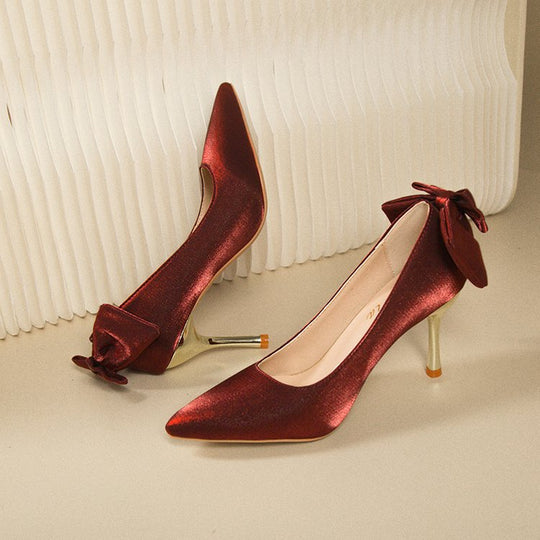 Damen elegante Spitzen-Pumps mit modischem Schleifenakzent R&B