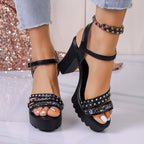 Damen Elegante High-Heels mit funkelndem Riemendesign R&B