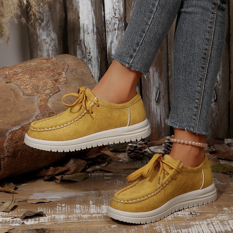 Damen Komfortable Wildleder-Sneakers mit modischem Schnürsystem