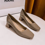Damen Elegante Blockabsatz-Pumps mit quadratischer Zehenpartie und hochglänzender Oberfläche R&B