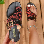 Damen Riemchen-Sandalen mit floralem Design und komfortablem Fußbett R&B