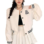 Damen Collegejacke mit gesticktem Emblem und kontrastierenden Aufnähern