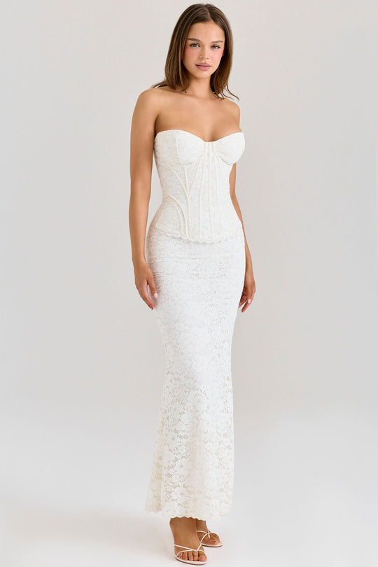 Damen nan zweiteiliges Spitzen-Corsagen-Set mit verstärktem Bustier und figurbetontem Mermaid-Rock R&B
