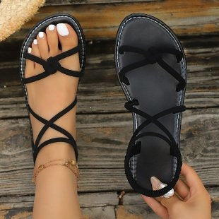 Damen Badesandalen mit modischem Riemendesign R&B