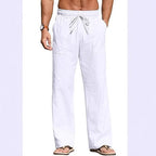 Herren nan leichte Leinenhose mit elastischem Bund, Kordelzug und aufgesetzten Taschen R&B
