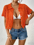 Damen luftiger Häkel-Cardigan mit modischem Lochmuster R&B