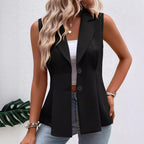 Damen ärmellose Blazerweste mit elegantem Schnitt und modischen Knopfdetails R&B