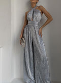 Damen Jumpsuit mit elegantem Wickeldesign und raffinierten Falten