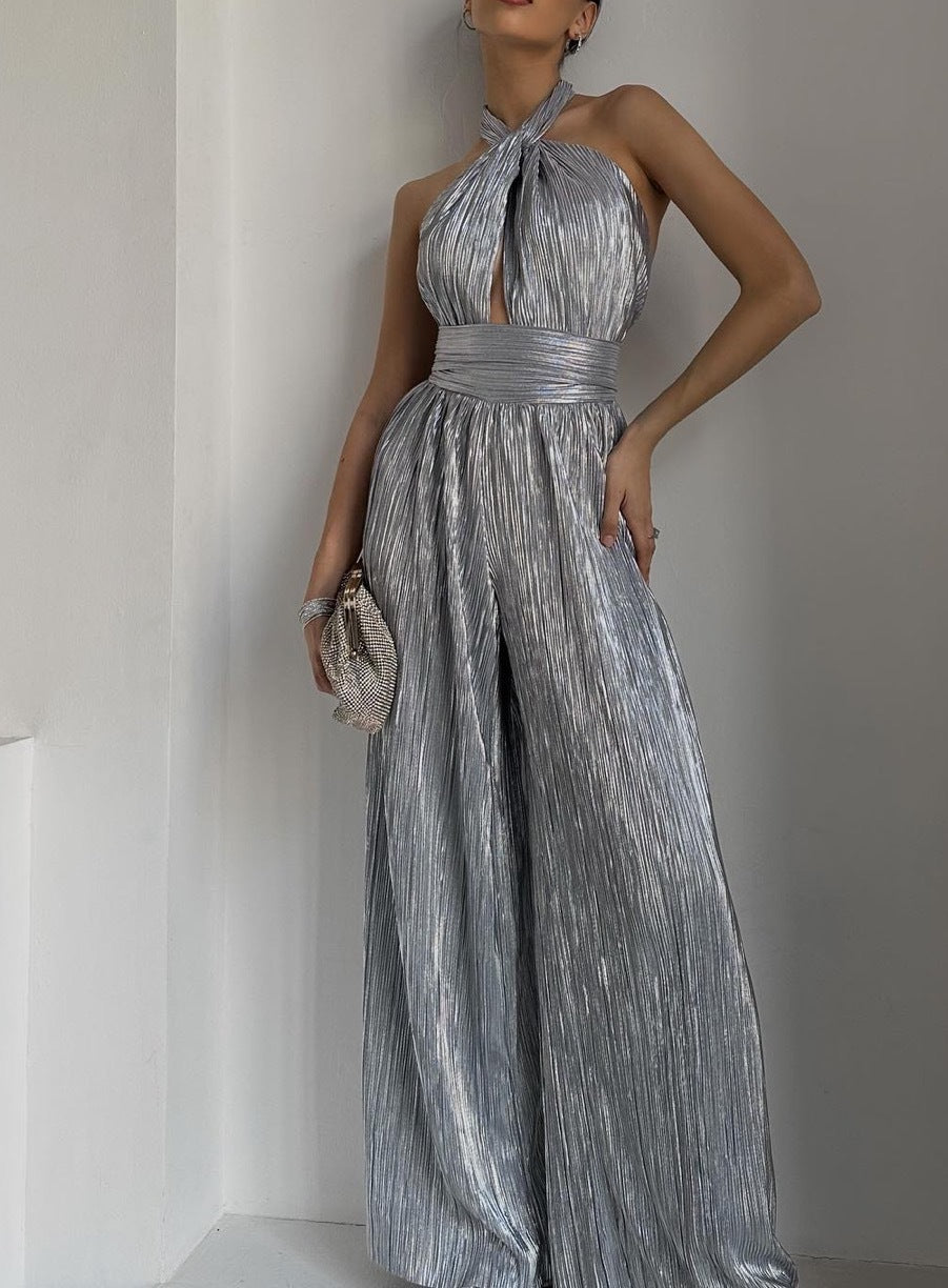 Damen Jumpsuit mit elegantem Wickeldesign und raffinierten Falten