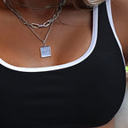 Damen Crop-Bikini-Set mit breiten Trägern und elegantem Kontrast R&B