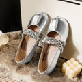 Damen Ballerinas mit dekorativem Riemchen und elegantem Glanz