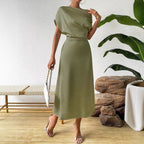 Damen Elegantes und fließendes Abendkleid mit asymmetrischem Schnitt R&B