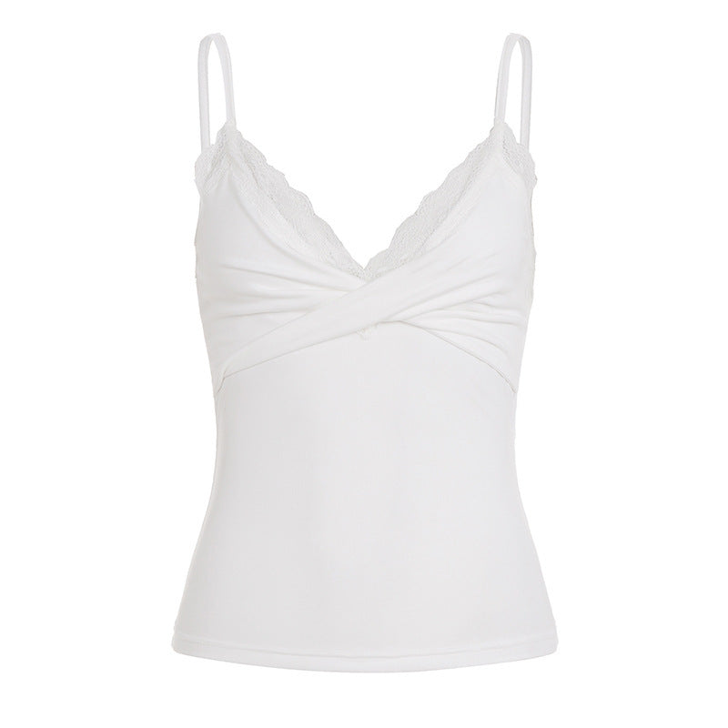 Damen Elegantes Spitzen-Cami-Top mit enganliegendem Schnitt und verstellbaren Trägern R&B