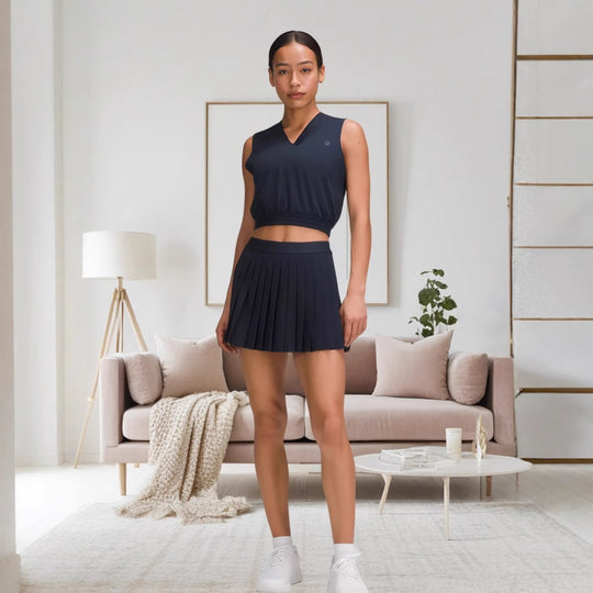 Damen Faltenrock mit hohem Bund und sportlichem Design R&B