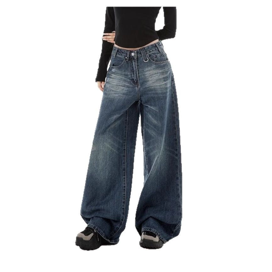 Damen Weite Denim-Hose mit lässigem Schnitt und einzigartigen Waschungen R&B