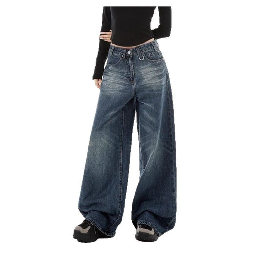 Damen Weite Denim-Hose mit lässigem Schnitt und einzigartigen Waschungen R&B
