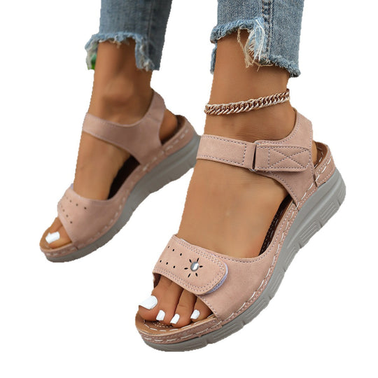 Damen Komfort-Sandalen mit verstellbarem Klettverschluss und rutschfester Sohle R&B