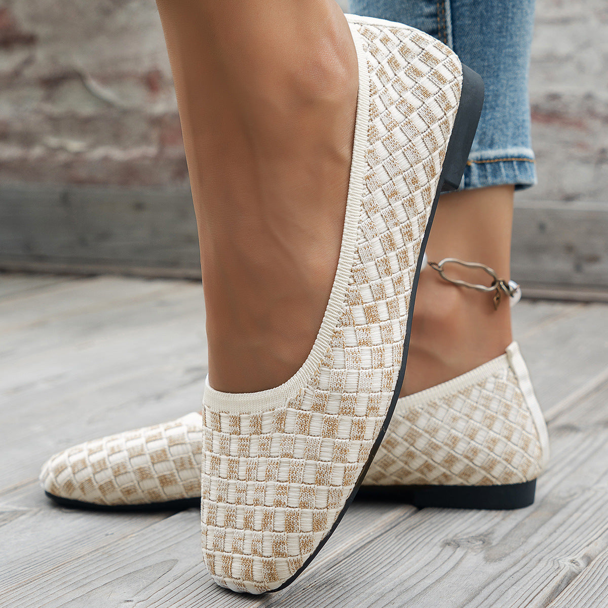 Damen Stylish und bequeme Ballerinas mit elastischem Obermaterial R&B