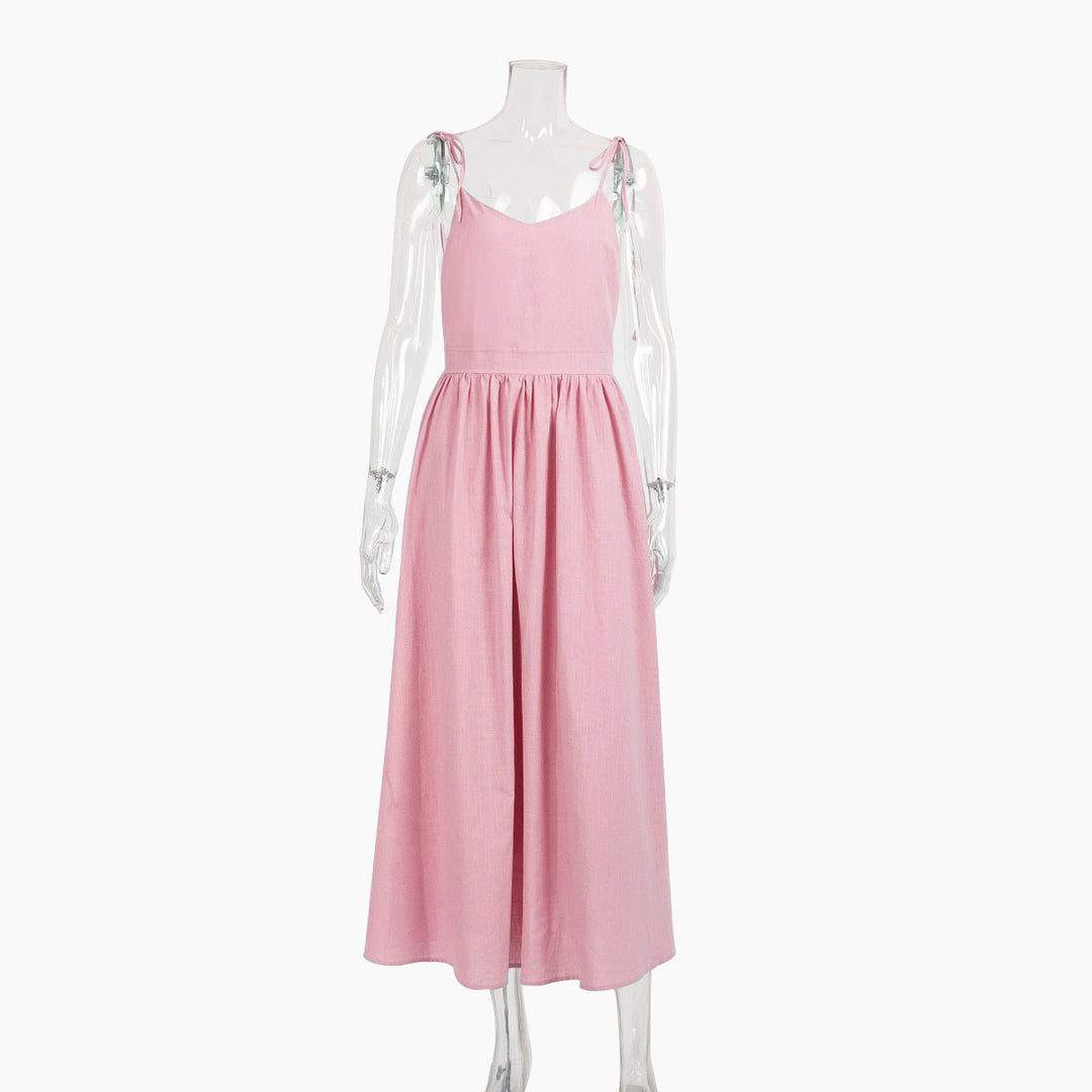 R&B | Neckholder-Kleid aus Baumwolle mit Hosenträgern
