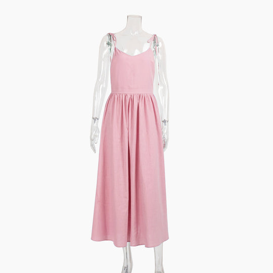 R&B | Neckholder-Kleid aus Baumwolle mit Hosenträgern
