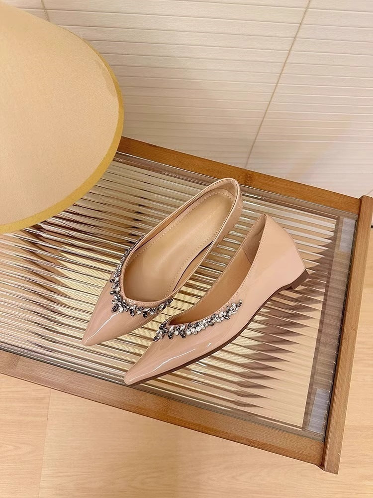 Damen elegante Ballerinas mit funkelnden Strass-Details R&B