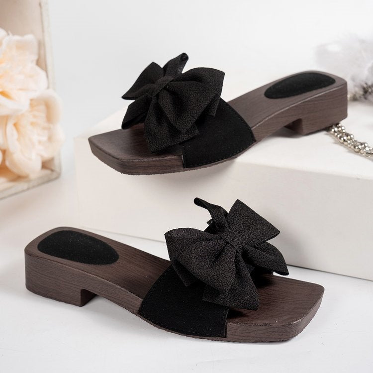 Damen Offene Slipper mit dekorativem Schleifendetail R&B