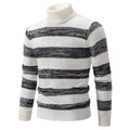 Herren hochwertiger Rollkragenpullover mit auffälligem Streifenmuster