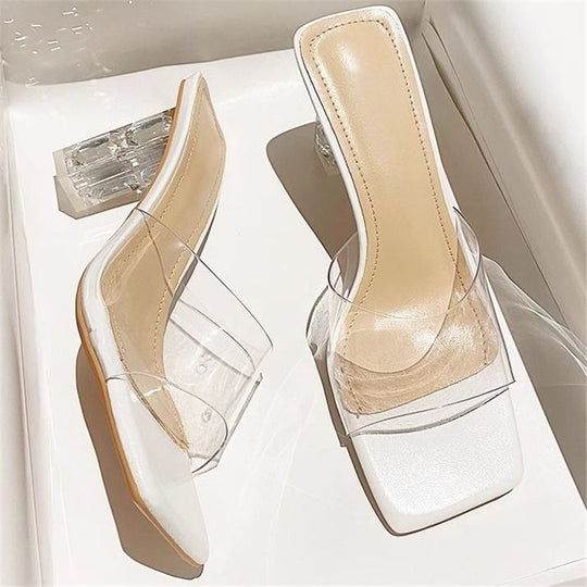 Damen elegante transparente Mules R&B