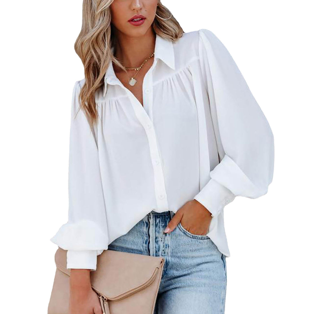 Damen Bluse mit femininen Rüschendetails und lockeren Ärmeln R&B