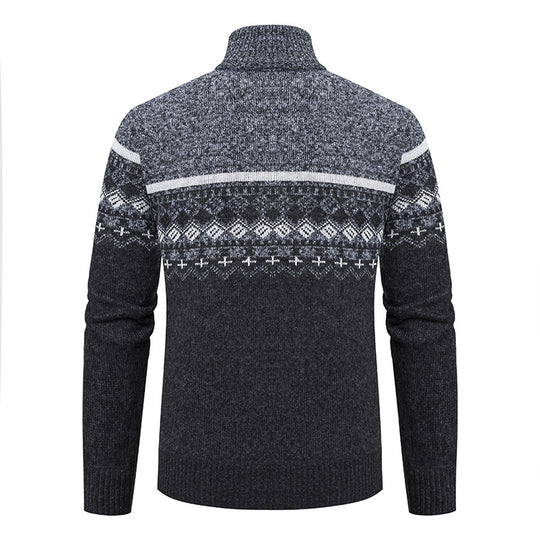 Herren Strickjacke mit modernem Muster und hohem Kragen R&B
