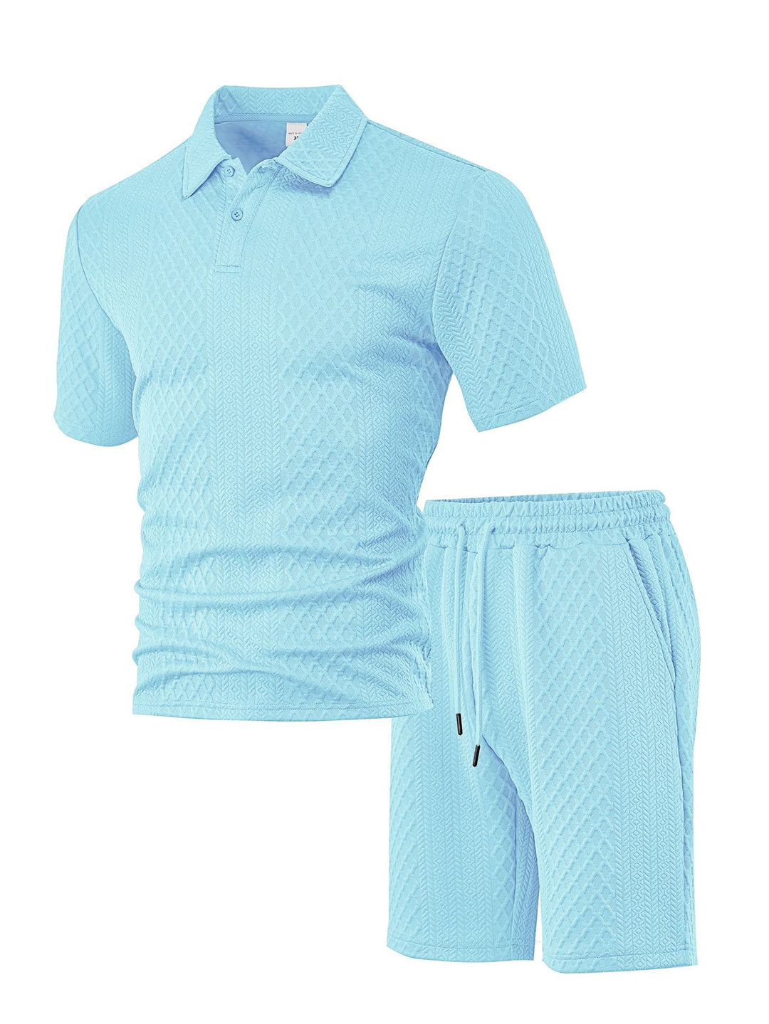 Herren nan strukturiertes Poloshirt- und Bermudashorts-Set aus gesteppter Baumwollmischung R&B