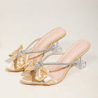 Damen Glamouröse Slingback-Sandalen mit funkelndem Strass und dekorativen Schleifen R&B