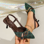 Damen Slingback Pumps mit elegantem goldenen Akzent