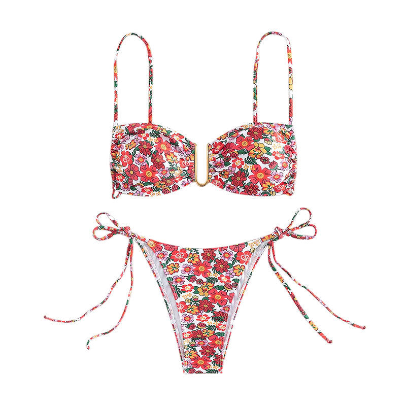 Damen Blütenmuster-Bikini mit verstellbaren Trägern R&B