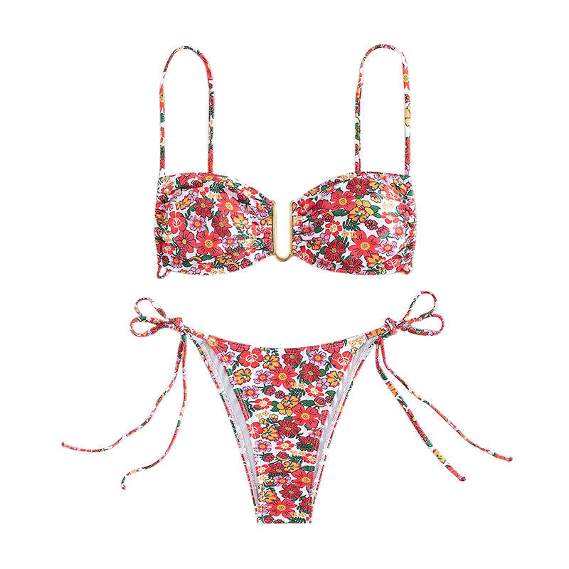 Damen Blütenmuster-Bikini mit verstellbaren Trägern R&B