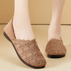 Damen nan gestrickter Komfort-Ballerina-Slipper mit elastischem Einstieg, geformter Polstersohle und rutschfester Flexlaufsohle R&B