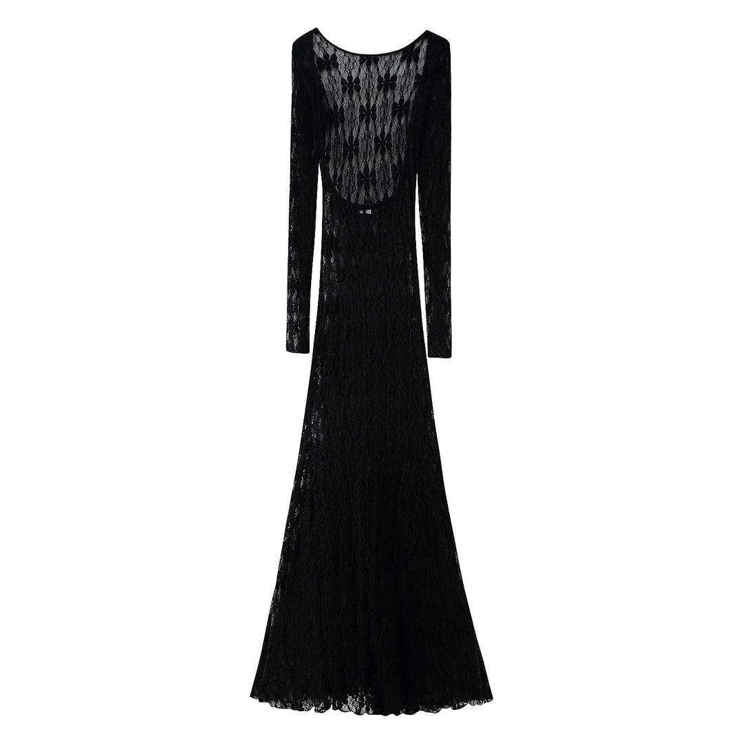 Damen Langarm Spitzenkleid R&B