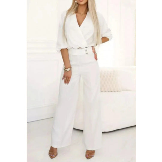 Damen elegantes Jumpsuit mit weiten Beinen R&B