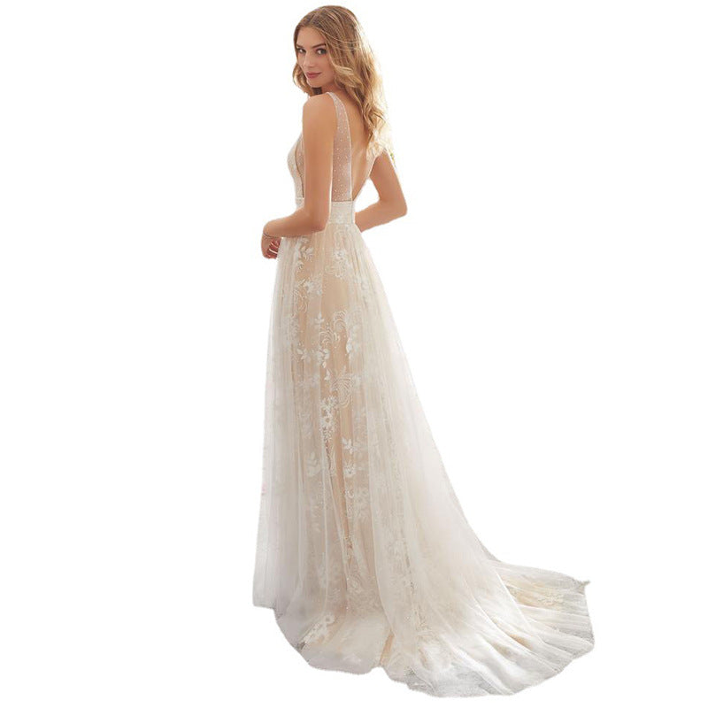 Damen Elegantes Tüll Abendkleid mit floralem Design und transparenter Oberfläche R&B